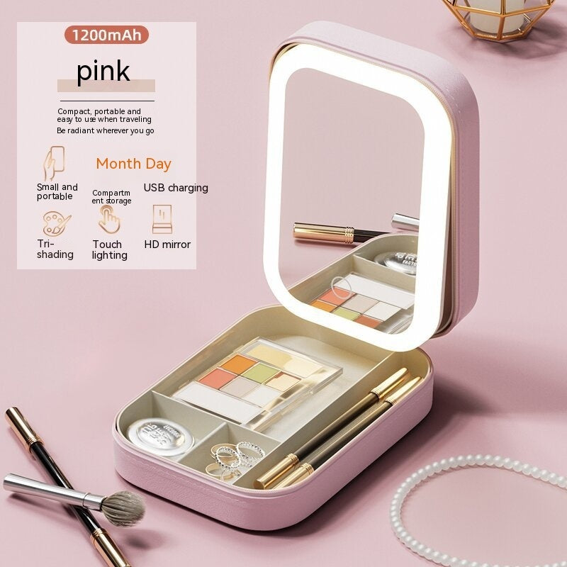 Portable Makeup Box With LED Mirror