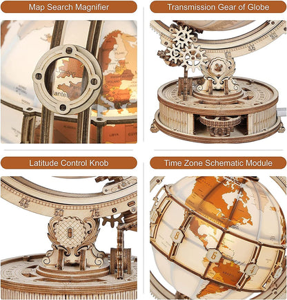 Luminous Globe 3D Wooden