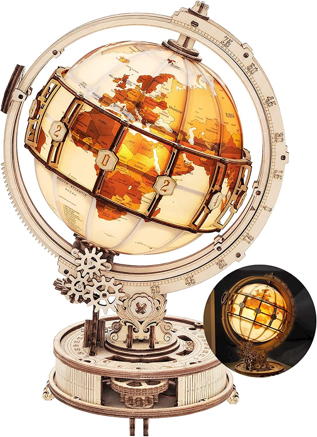 Luminous Globe 3D Wooden